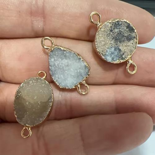 Křemen konektor, Přírodní Quartz, Geometrický vzor, barva pozlacený, DIY & různé styly pro výběr, Otvor:Cca 1.5mm, Prodáno By PC