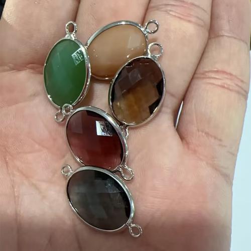 Gemstone Connector Flat Oval plated DIY & faceted Approx 1.5mm Sold By PC