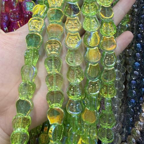 Abalorios de Cristal Murano hecho a mano, Cristal de murano, Gato, chapado, Bricolaje, más colores para la opción, 14mm, aproximado 50PCs/Sarta, Vendido por Sarta