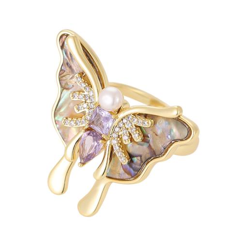 Messinki Ranneke sormen sormus, kanssa Abalone Shell & Muovi Pearl, Perhonen, päällystetty, muoti korut & naiselle & tekojalokivi, enemmän värejä valinta, Myymät PC