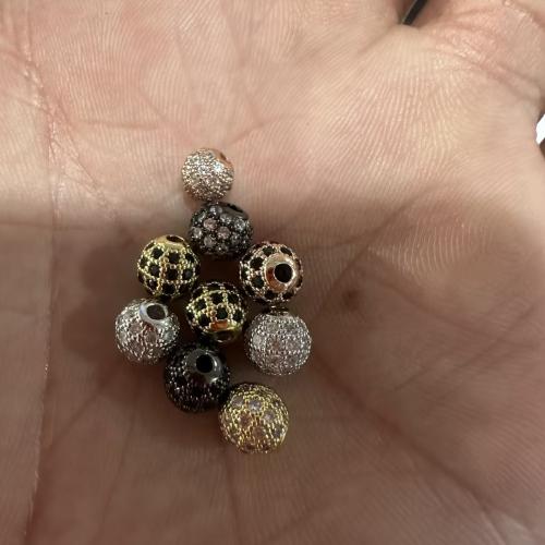 Separadores de Metal, Esférico, chapado, Bricolaje & micro arcilla de zirconia cúbica, más colores para la opción, 6mm, 10PCs/Grupo, Vendido por Grupo