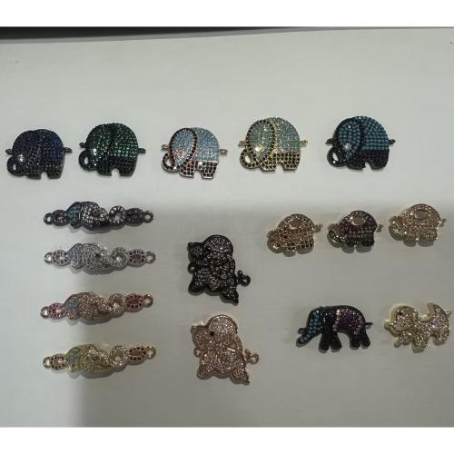 Conector de Micro Pavé de Zirconía Cúbica en Latón, metal, Animal, chapado, Bricolaje & diferentes estilos para la opción & micro arcilla de zirconia cúbica, agujero:aproximado 1mm, 10PCs/Grupo, Vendido por Grupo