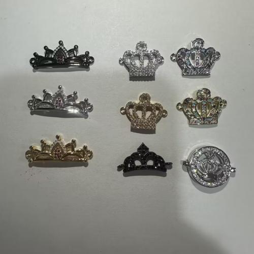 Conector de Micro Pavé de Zirconía Cúbica en Latón, metal, Corona, chapado, Bricolaje & diferentes estilos para la opción & micro arcilla de zirconia cúbica, agujero:aproximado 1mm, 10PCs/Grupo, Vendido por Grupo