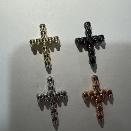 Cúbicos Circonia Colgante Latón Micro pavimenta, metal, Cruces, chapado, Bricolaje & micro arcilla de zirconia cúbica, más colores para la opción, 35x23x5mm, agujero:aproximado 1.5mm, 10PCs/Grupo, Vendido por Grupo