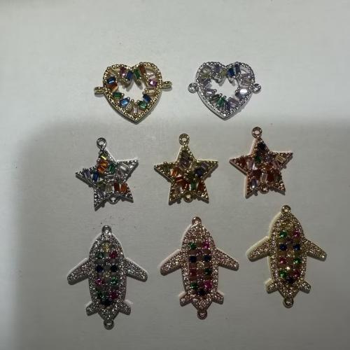 Conector de Micro Pavé de Zirconía Cúbica en Latón, metal, chapado, Bricolaje & diferentes estilos para la opción & micro arcilla de zirconia cúbica, agujero:aproximado 1mm, 10PCs/Grupo, Vendido por Grupo