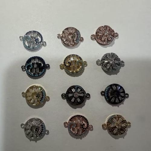 Cilindrata Zircone micro pavimenta ottone connettore, Cerchio piatto, placcato, DIY & stili diversi per la scelta & Micro spianare cubic zirconia, 19x14x4mm, Foro:Appross. 1mm, 10PC/lotto, Venduto da lotto