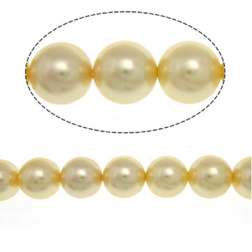 Koraliki z muszli z morza południowego, Muszla mórz południowych, Koło, żółty, 10mm, otwór:około 0.5mm, 40komputery/Strand, sprzedawane na 15.5 cal Strand