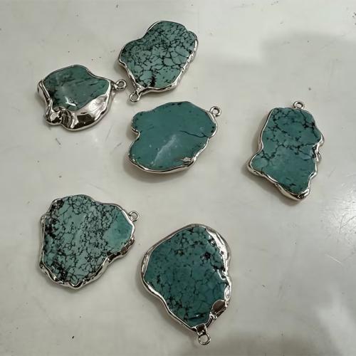 Synthetische Turquoise Hanger, met Zinc Alloy, Onregelmatige, plated, DIY, size 25x35x5mm- 20x50x6mm, Gat:Ca 2mm, Verkocht door PC