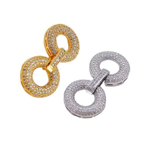 Fermoirs bijoux en laiton, Placage, DIY & pavé de micro zircon, plus de couleurs à choisir, 40x18mm, 10PC/lot, Vendu par lot