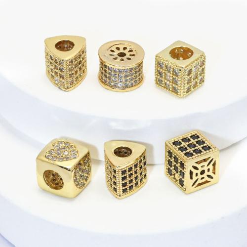 Entretoise de perles en laiton, Placage de couleur d'or, DIY & styles différents pour le choix & pavé de micro zircon, 10PC/lot, Vendu par lot