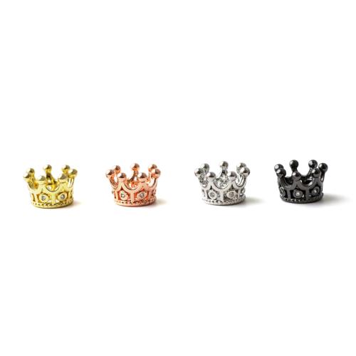 metal abalorio con ajugero largo, Corona, chapado, Bricolaje & micro arcilla de zirconia cúbica, más colores para la opción, 10.50x7mm, 10PCs/Grupo, Vendido por Grupo