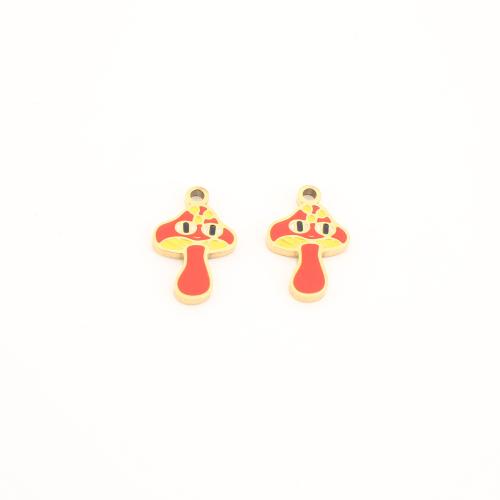 Rostfritt stål Smycken Hängen, 304 rostfritt stål, svamp, guldfärg pläterade, DIY & emalj, 15x10x1.50mm, Säljs av PC
