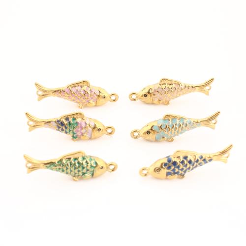 Stainless Steel Animal Pendants 304 Stainless Steel Fish gold color plated DIY & enamel Sold By PC