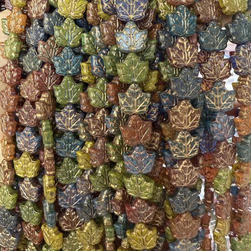 Handgewickelte Perlen, Lampwork, Blatt, DIY, keine, 13mm, ca. 25PCs/Strang, verkauft von Strang