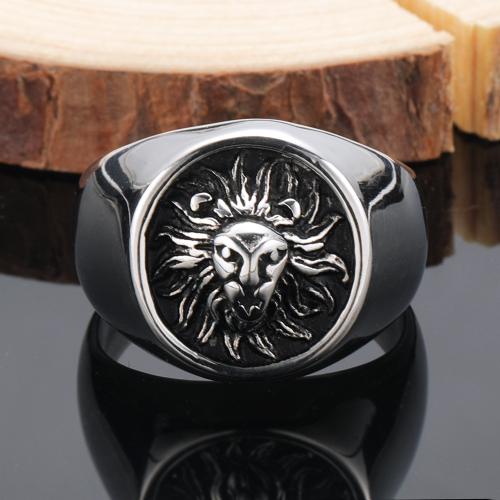 Titanium Steel Finger Ring Lion polished vintage & for man original color US Ring Sold By PC