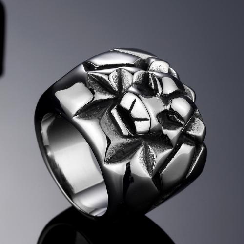 Titanium Steel Finger Ring, Oroszlán, csiszolt, Vintage & különböző méretű a választás & az ember, Méret:7-13, Által értékesített PC