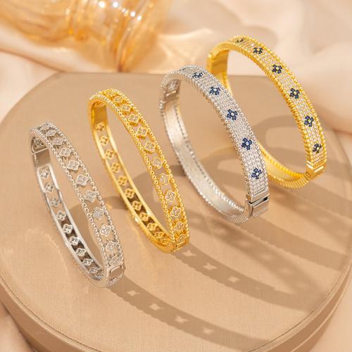 laiton bracelet ordinaire, Placage, pour femme & avec strass, plus de couleurs à choisir, 70x8mm, Vendu par PC