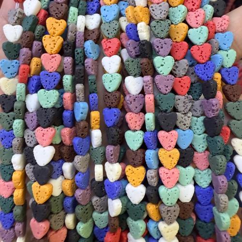 Naturlige Lava perler, Heart, du kan DIY, flere farver til valg, 2x6mm, Ca. 65pc'er/Strand, Solgt af Strand