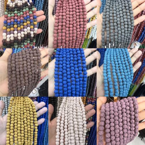 Naturlige Lava perler, Runde, du kan DIY, flere farver til valg, 8mm, Solgt Per Ca. 35-38 cm Strand