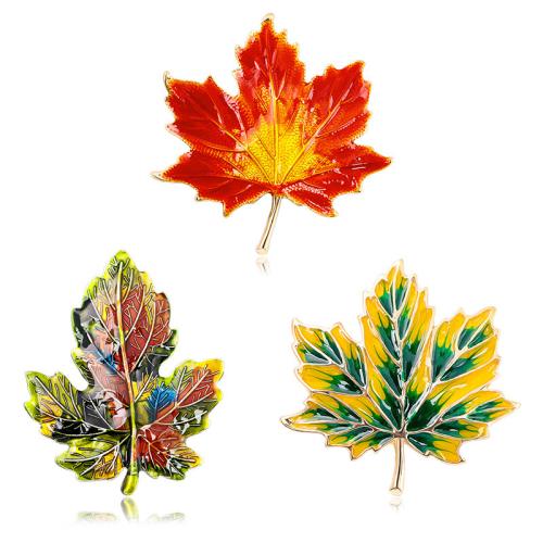 Sinkkiseos Rintaneula, Maple Leaf, kullan väri kullattu, Unisex & eri tyylejä valinta & emali, Myymät PC