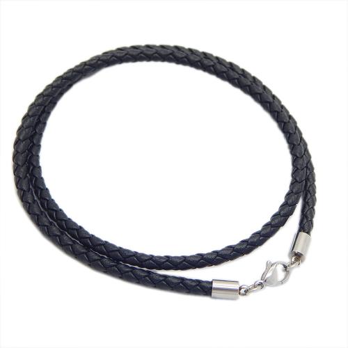 Aço inoxidável 304 colar de cordão, with Couro do plutônio, DIY & tamanho diferente para a escolha, 20PCs/Lot, vendido por Lot