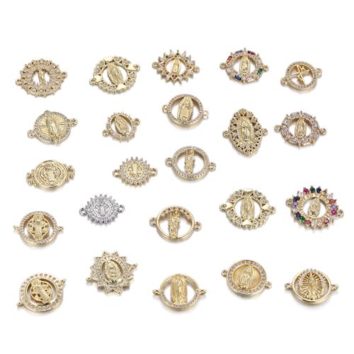 Messing connector met micro-paved kubieke zirconia's, plated, DIY & verschillende stijlen voor de keuze & micro pave zirconia, Verkocht door PC