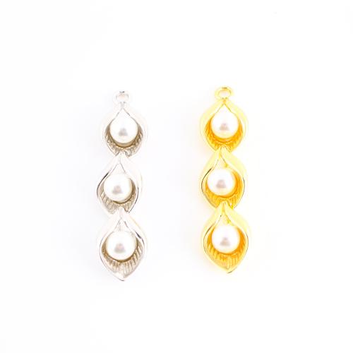 Pendants Jewelry Prás, le Pearl Plaisteacha, plátáilte, DIY, dathanna níos mó le haghaidh rogha, 39x9x6mm, Díolta De réir PC