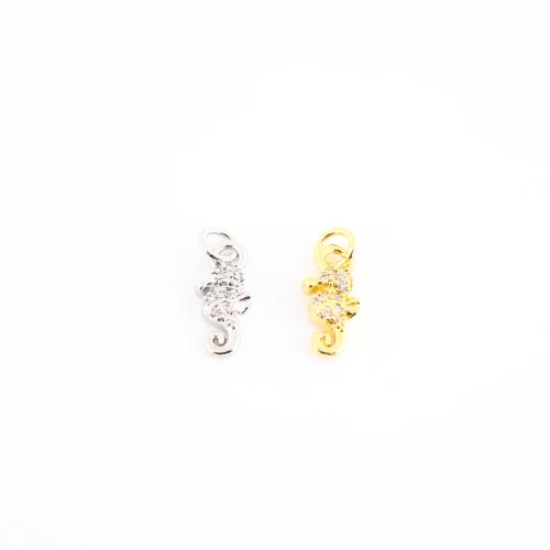 Цирконий Micro Pave латунь подвеска, Латунь, Морской конек, Другое покрытие, DIY & инкрустированное микро кубического циркония, Много цветов для выбора, 16x5x2mm, продается PC
