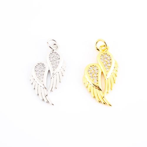Befestigter Zirkonia Messing Anhänger, Engel, Flügel,, plattiert, DIY & Micro pave Zirkonia, keine, 27x14x2mm, verkauft von PC