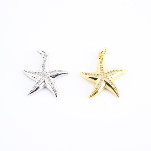 Befestigter Zirkonia Messing Anhänger, Seestern, plattiert, DIY & Micro pave Zirkonia, keine, 25x21x3mm, verkauft von PC
