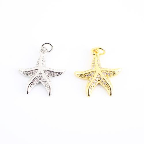 Befestigter Zirkonia Messing Anhänger, Seestern, plattiert, DIY & Micro pave Zirkonia, keine, 23x18x3mm, verkauft von PC