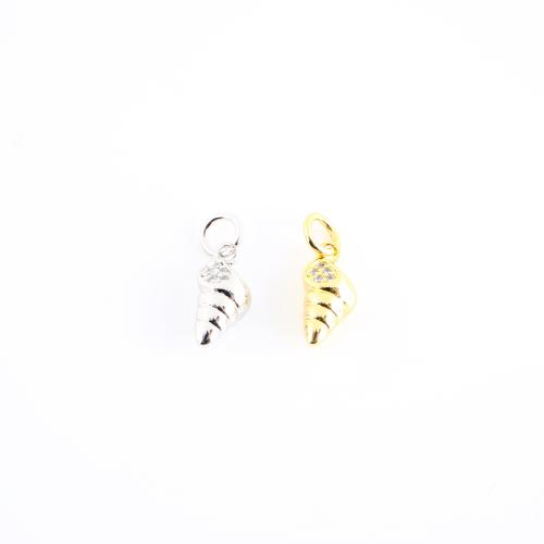 Befestigter Zirkonia Messing Anhänger, Strandschnecke, plattiert, DIY & Micro pave Zirkonia, keine, 16x6x6mm, verkauft von PC