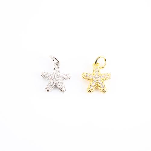 Befestigter Zirkonia Messing Anhänger, Seestern, plattiert, DIY & Micro pave Zirkonia, keine, 16x11x2mm, verkauft von PC