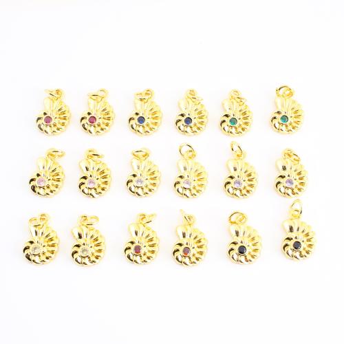 Befestigter Zirkonia Messing Anhänger, Strandschnecke, goldfarben plattiert, DIY & Micro pave Zirkonia, keine, 17x10x3mm, verkauft von PC