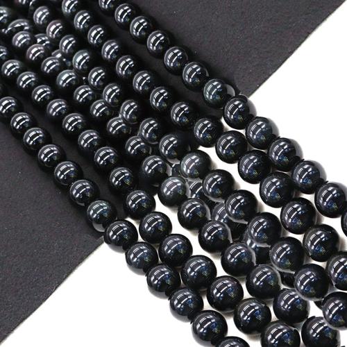Grânulos de pedra vulcânica preta, Obsidiana, Roda, DIY & tamanho diferente para a escolha, vendido para Aprox 38 cm Strand
