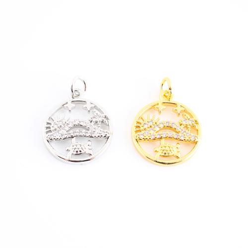 Kubik Zirkonium mikro bana Mässing hängande, plated, DIY & micro bana cubic zirconia & ihålig, fler färger för val, 22x16x3mm, Säljs av PC