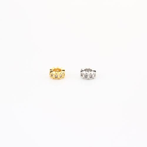 Prás Spacer Bead, plátáilte, DIY & micrea réiteach zirconia ciúbach, dathanna níos mó le haghaidh rogha, 3x6x6mm, Díolta De réir PC
