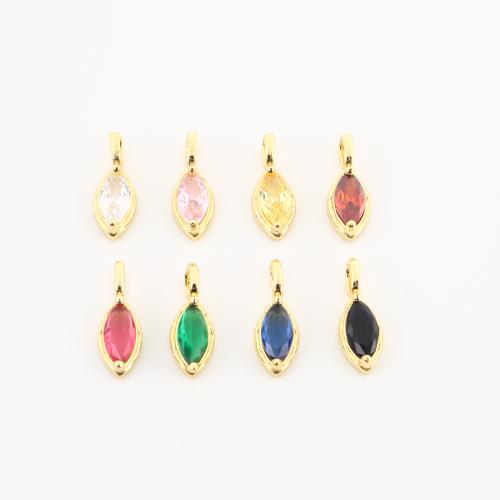 Cubic Zirconia Micro Pave bronze Pingente, cobre, Lágrima, cromado de cor dourada, DIY & micro pavimento em zircônia cúbica, Mais cores pare escolha, 15x5x4mm, vendido por PC