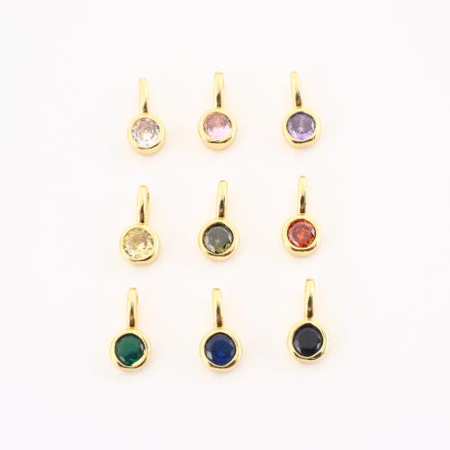 Cubic Zirconia Micro Pave bronze Pingente, cobre, Roda, cromado de cor dourada, DIY & micro pavimento em zircônia cúbica, Mais cores pare escolha, 10x5x3mm, vendido por PC