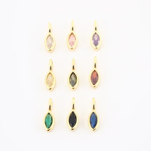 Cubic Zirconia Micro Pave bronze Pingente, cobre, Lágrima, cromado de cor dourada, DIY & micro pavimento em zircônia cúbica, Mais cores pare escolha, 12x4x3mm, vendido por PC