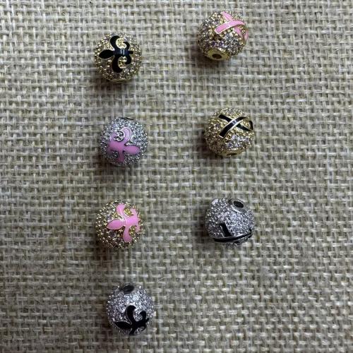 Messinki Spacer Helmet, Pyöreä, päällystetty, tee-se-itse & Micro Pave kuutiometriä zirkonia & emali, enemmän värejä valinta, 10mm, Reikä:N. 2mm, 10PC/erä, Myymät erä