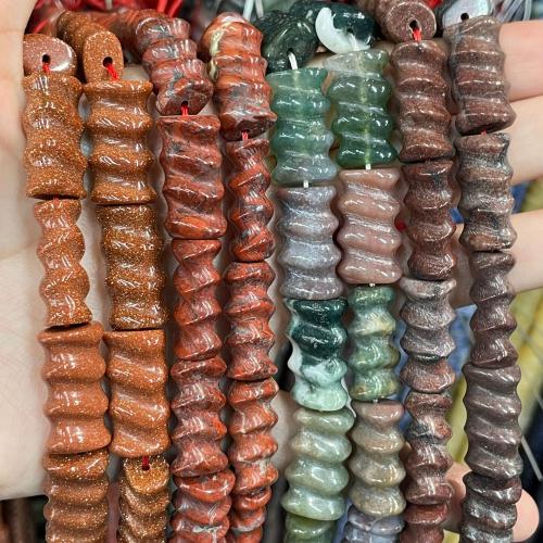 Grânulos de gemstone jóias, misto de pedras semi-preciosas, Bamboo, polido, DIY & materiais diferentes para a escolha & grânulos para torcer, 10x20mm, vendido para Aprox 38 cm Strand
