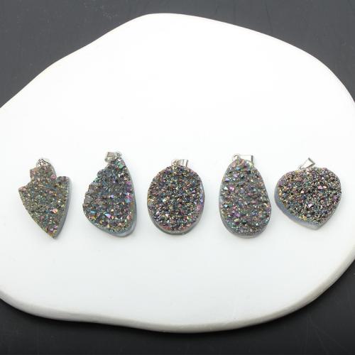 Pendentifs quartz naturel, Cristal naturel, avec laiton, fait à la main, le style Druzy & DIY & styles différents pour le choix, Vendu par PC