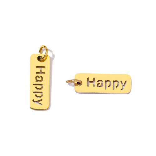 Stainless Steel Letter Pendants 304 Stainless Steel Rectangle gold color plated DIY & with letter pattern & hollow Sold By Bag