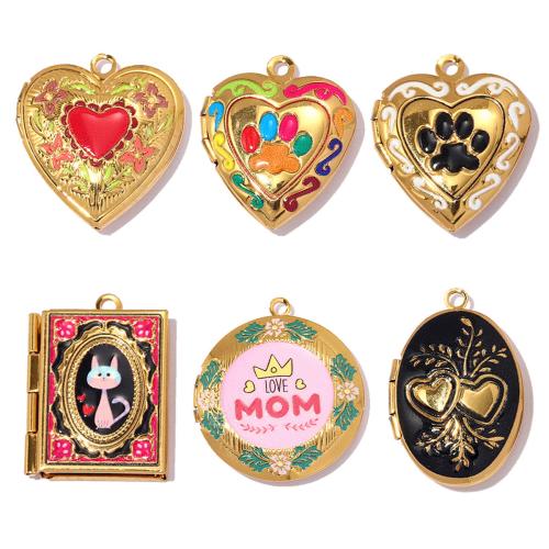 Stainless Steel Pendants 304 Stainless Steel gold color plated DIY & enamel Sold By Bag