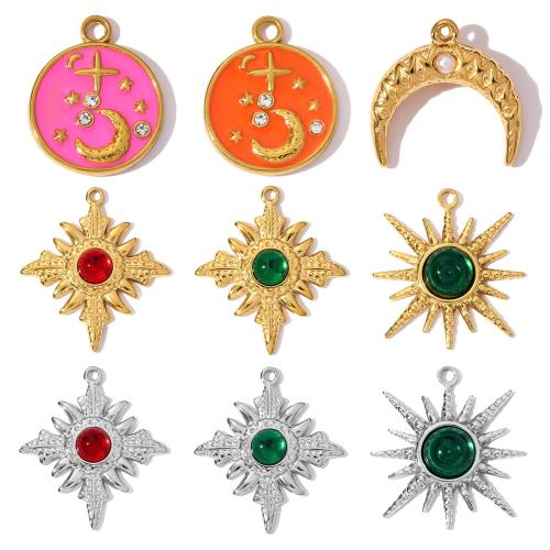 Jóias Pingentes de aço inoxidável, Aço inoxidável 304, DIY & Vario tipos a sua escolha & esmalte & com strass, Mais cores pare escolha, 3PCs/Bag, vendido por Bag
