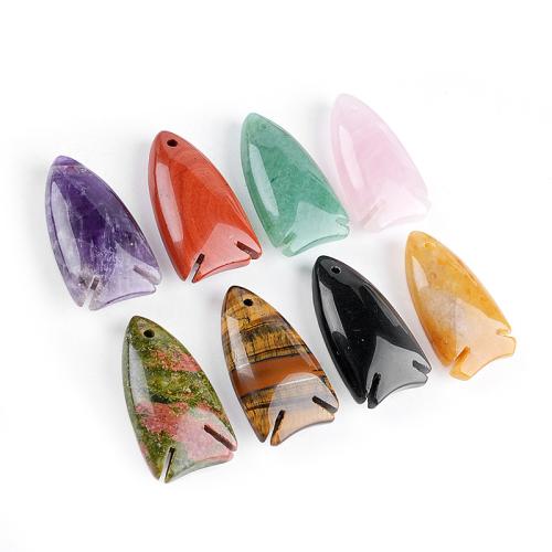 Gemstone Vedhæng Smykker, Ædelsten, Fisk, du kan DIY & forskellige materialer til valg, 40x22mm, Solgt af PC