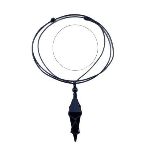 Obsidian Necklace with PU Leather Geometrical Pattern fashion jewelry & Unisex Sold By PC