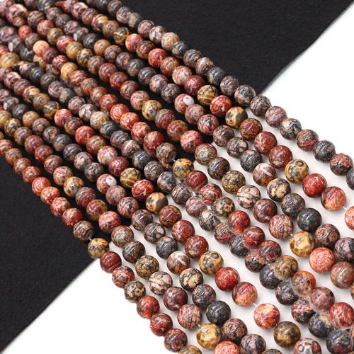 Perline gioielli gemme, pietra color pelle di leopardo, Cerchio, lucido, DIY & formato differente per scelta, rosso, Venduto per Appross. 38 cm filo