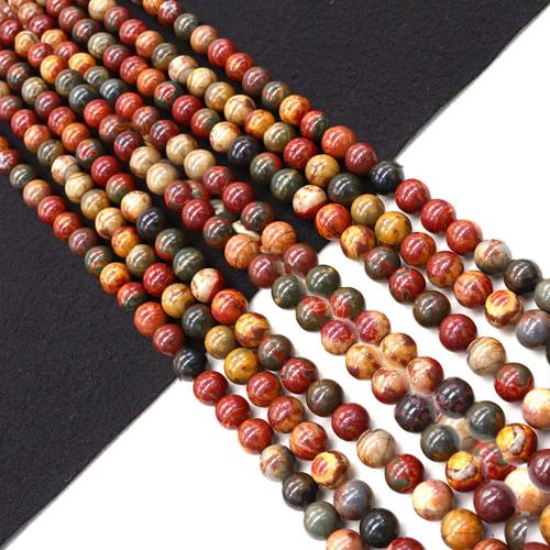 Gemstone Ékszer Gyöngyök, Jasper Picasso, Kerek, DIY & különböző méretű a választás, Naponta eladott Kb 38 cm Strand
